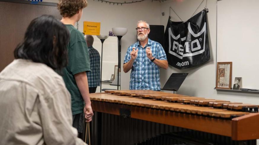 Jeffrey Crowell in percussion lesson