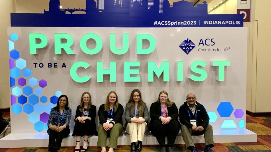 chemistry students and Sudeep Bhattacharyay at conference