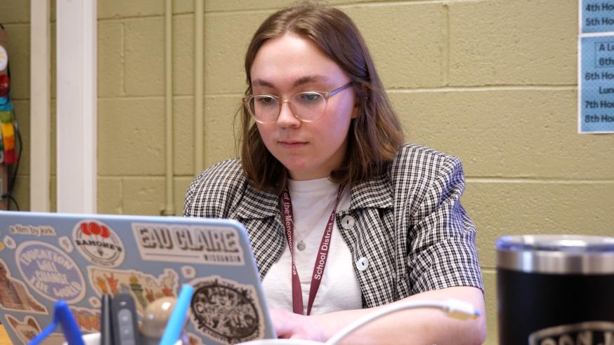 student teacher in a classroom