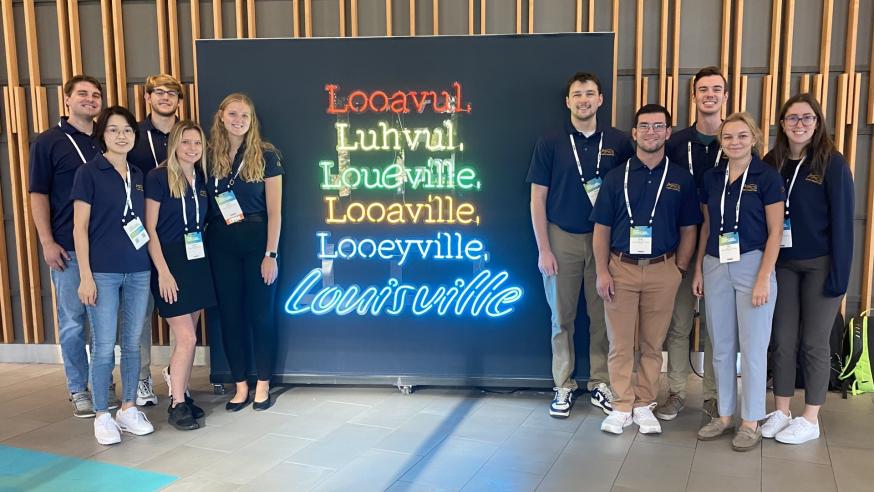 Group of APICS students and faculty advisor, Dr. Zhang, at competition in Louisville, KY