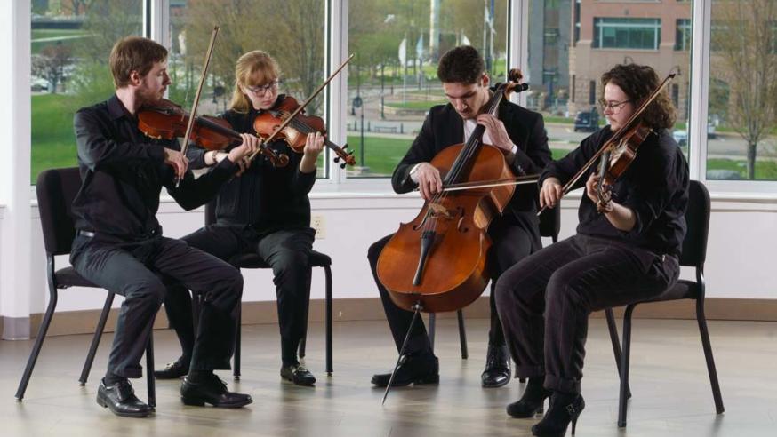 Students playing in the Clearwater Recital Hall in Pablo Center