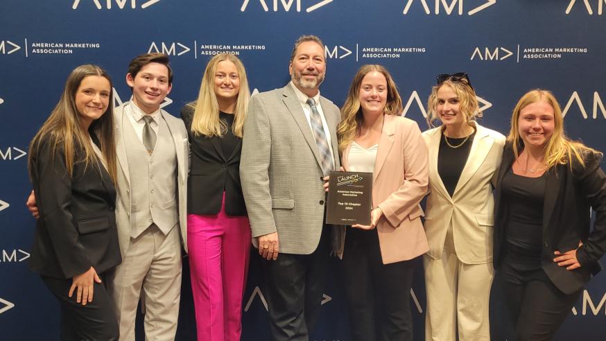 AMA students with faculty advisor, Dr. Swanson, at 2024 AMA International Collegiate Competition 