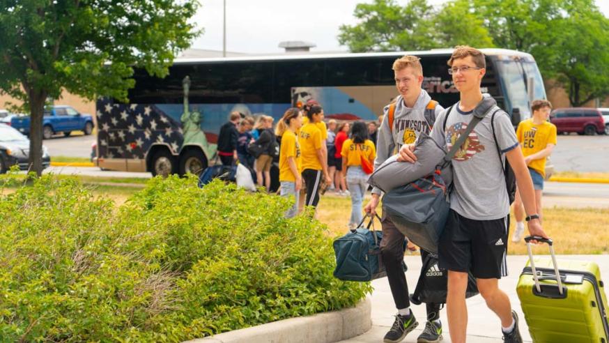 youth sport camp arrival at UWEC 