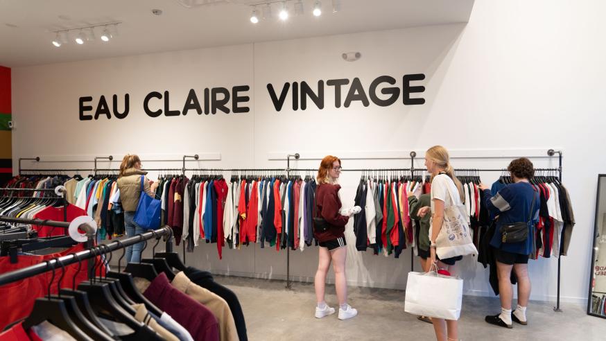 students shopping in Eau Claire Vintage