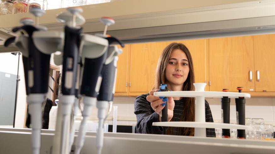 student in chemistry lab