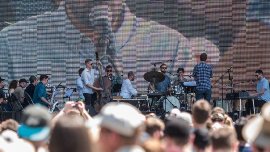 Jazz Ensemble 1 performing with Grammy Artist Sean Carey at the 2015 Eaux Claires Music Festival