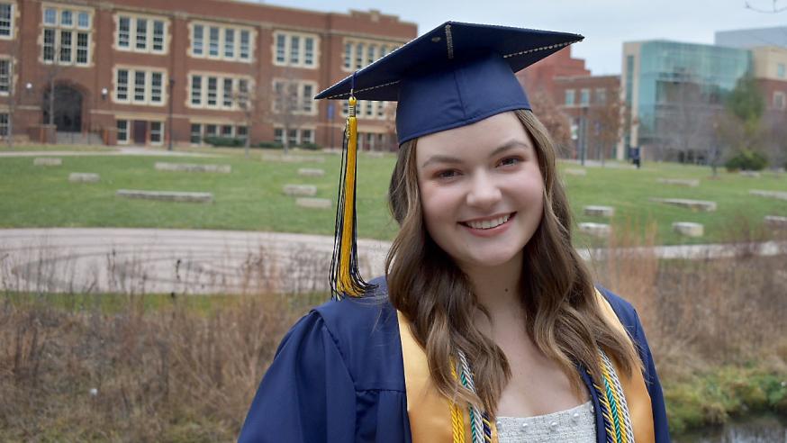 Elle Snesrud cap and gown