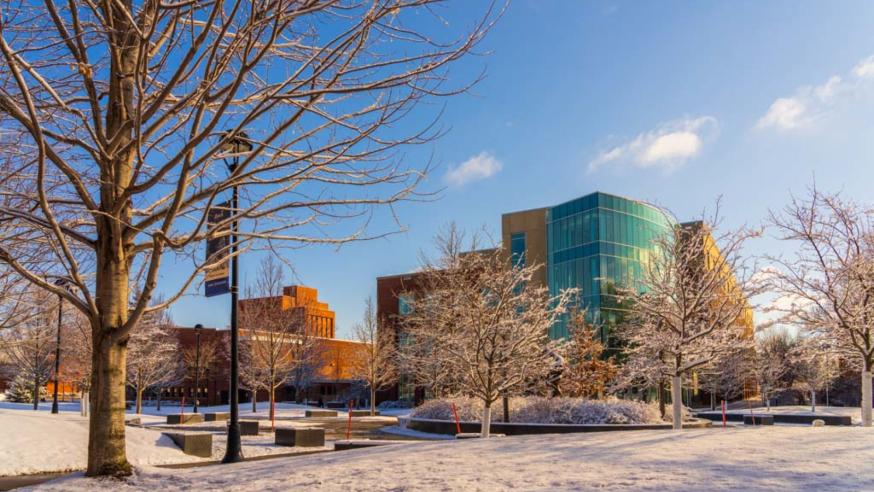 Winter scene with Centennial Hall