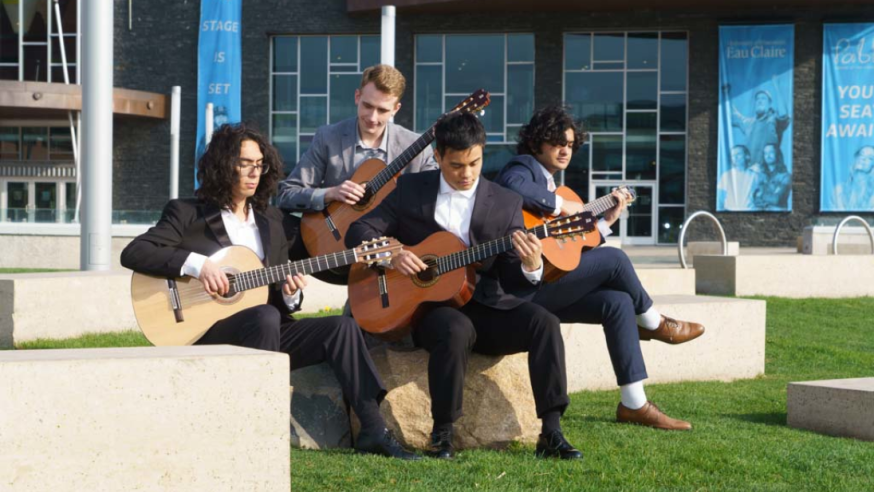 Guitar Students outside of Pablo Center