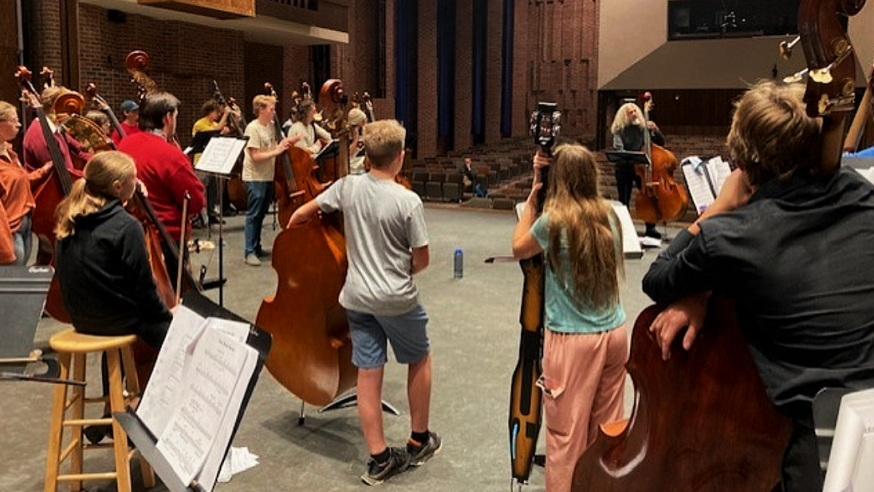 2023 Bass Day participants with guest Double Bass professional