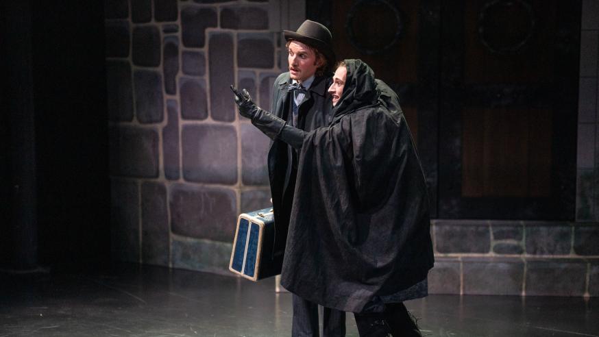 Frankenstein and Igor onstage in the play Young Frankenstein
