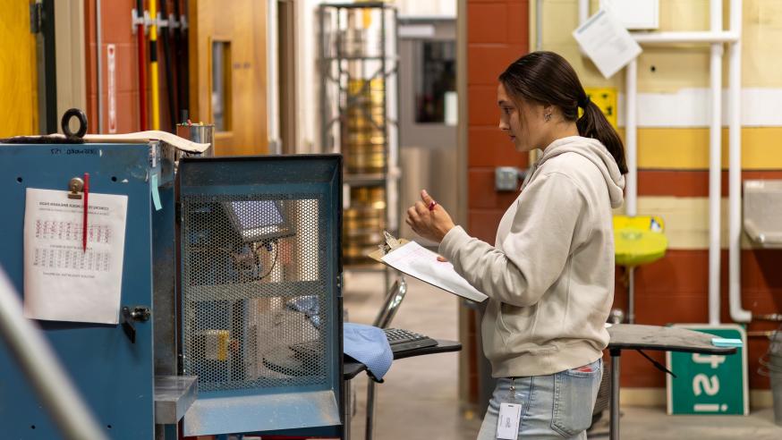student in materials lab 