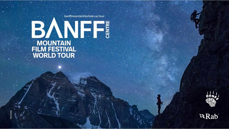 The Banff poster shows a mountain silhouette against a stary sky