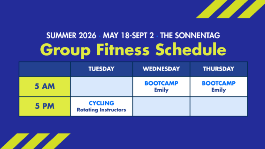 Sonnentag Summer Group Exercise Schedule