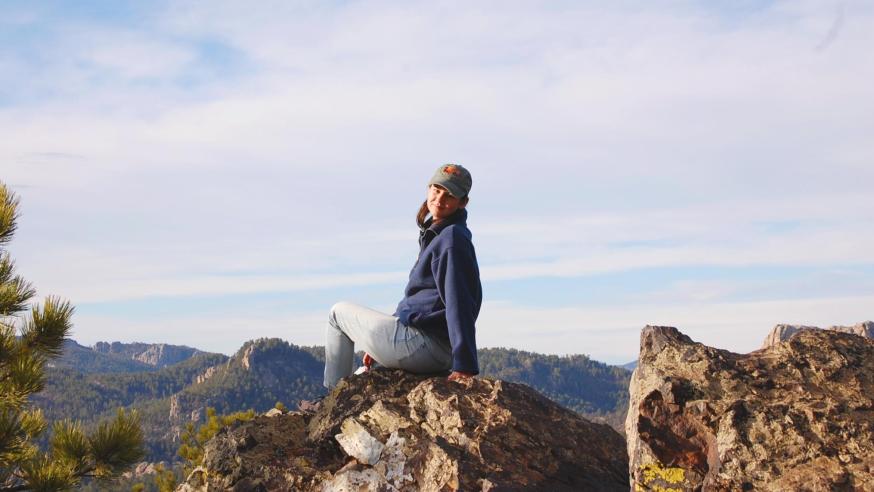 Female student on South Dakota vista