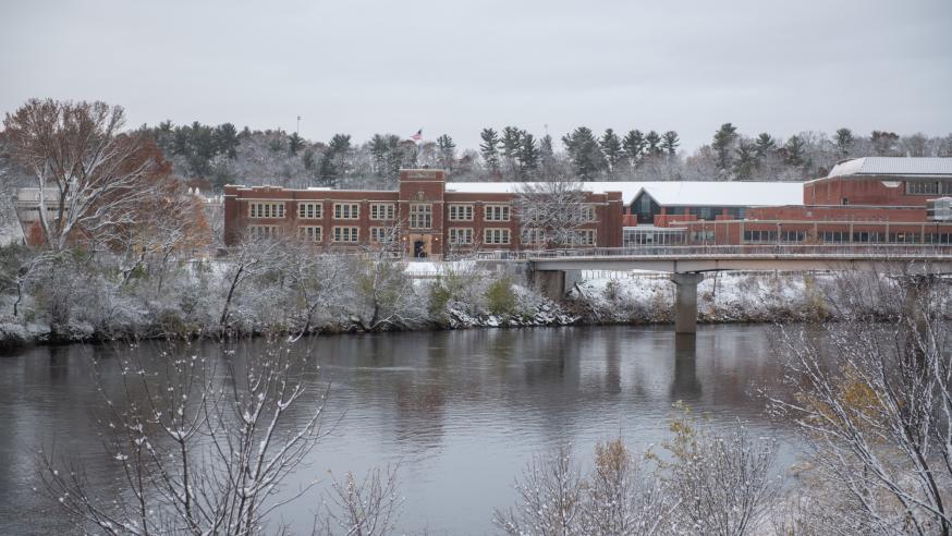 Lower campus on snowy day
