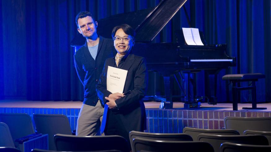 B.J. Hollars (left) and Chia-Yu Hsu are working together to create a song commissioned by the San Francisco Choral Society. The chorus will premiere the piece, “To a Lost Year,” during its concerts April 29-30 in California.