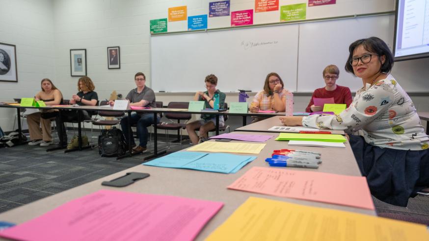 an English class set up in a discussion square