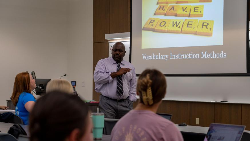 Roderick Jones teaching an education class