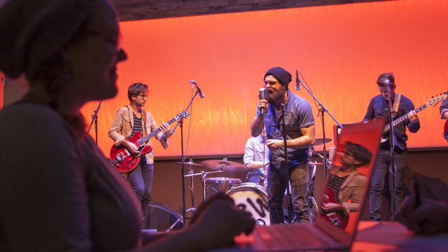 Band playing at the Cabin