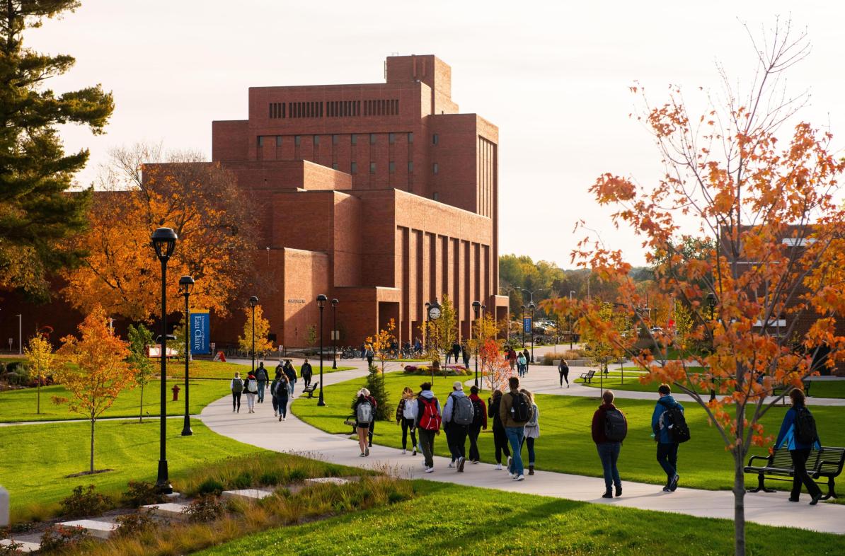 Campus scene facing Hibbard hall, fall