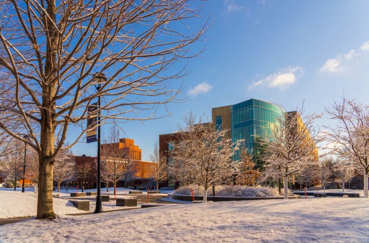 Winter scene with Centennial Hall