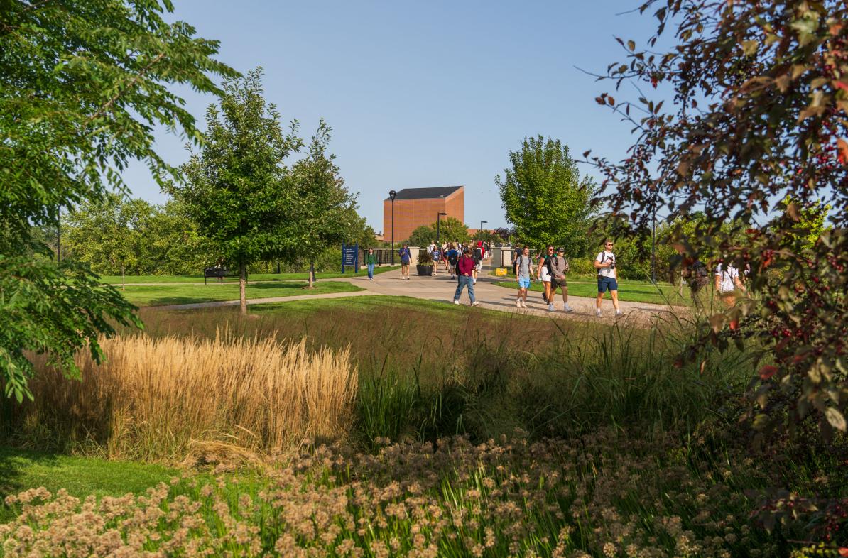 UW-Eau Claire campus with students