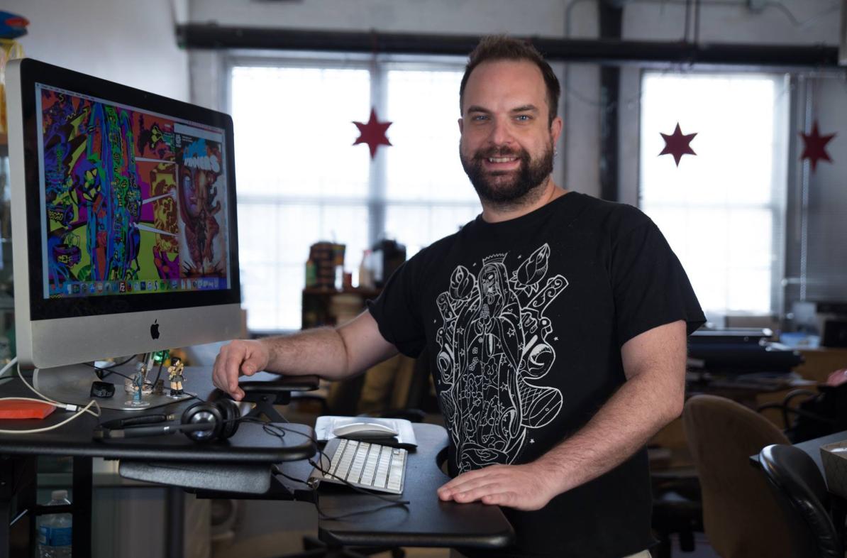 Tim Seeley at his home office 