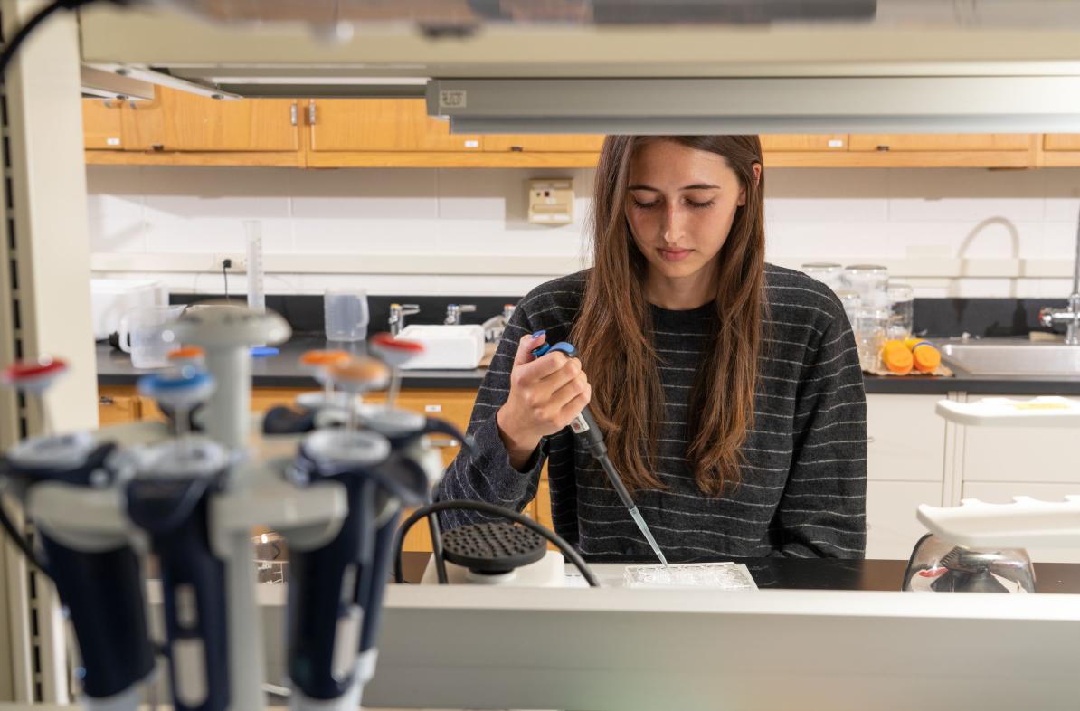 student in STEM lab