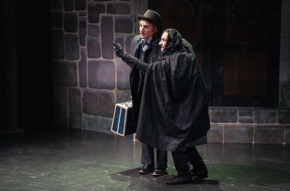 Frankenstein and Igor onstage in the play Young Frankenstein