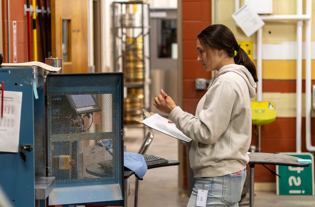 student in materials lab 