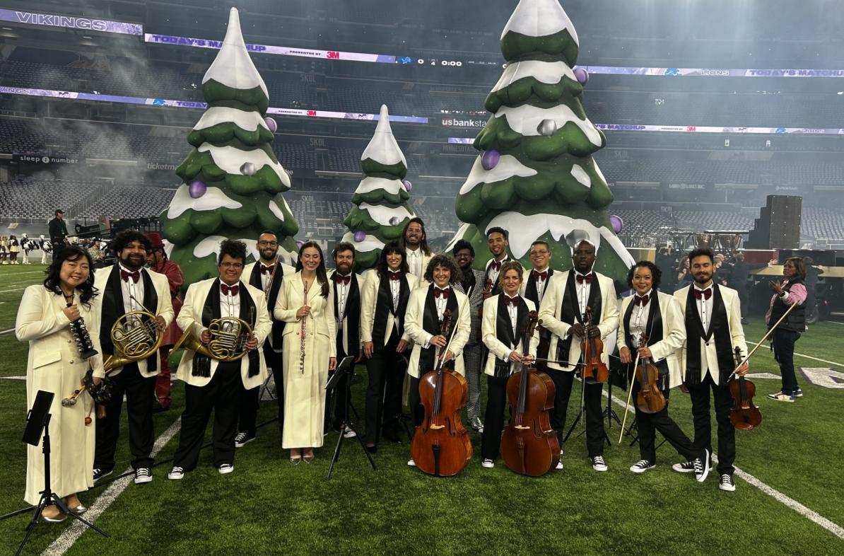 Christmas Day halftime show orchestra group photo