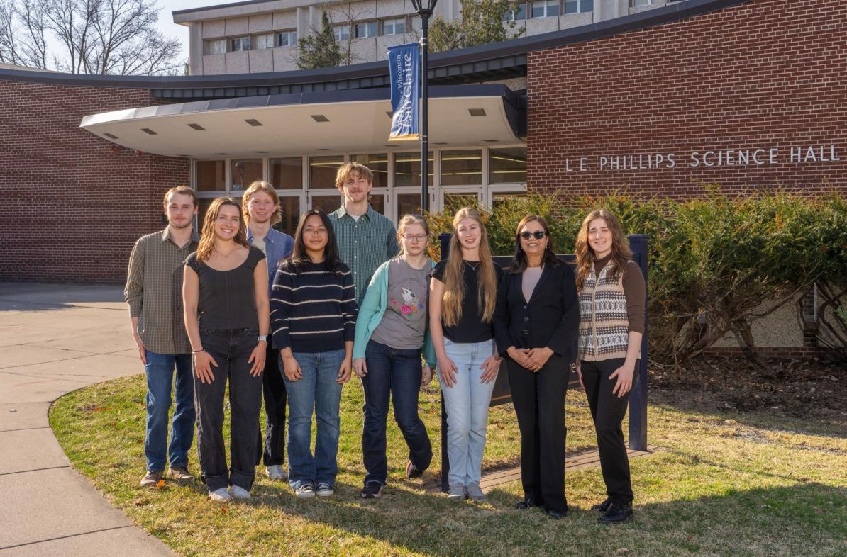 Dr. Hati with mentor students outside Phillips Hall 033026