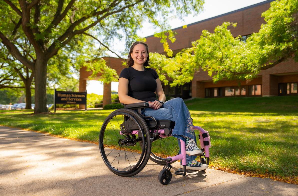 Sydney Zimmerman outside HSS 