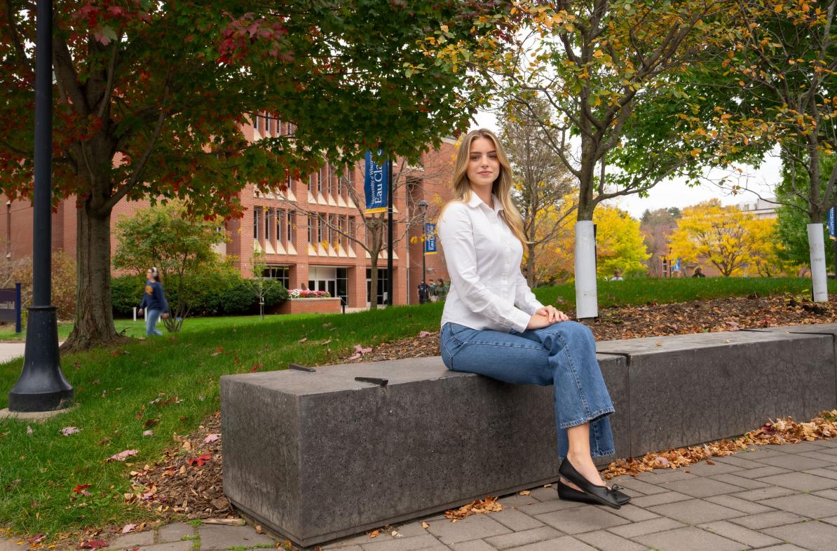 Grace Carver portrait outside on mall 