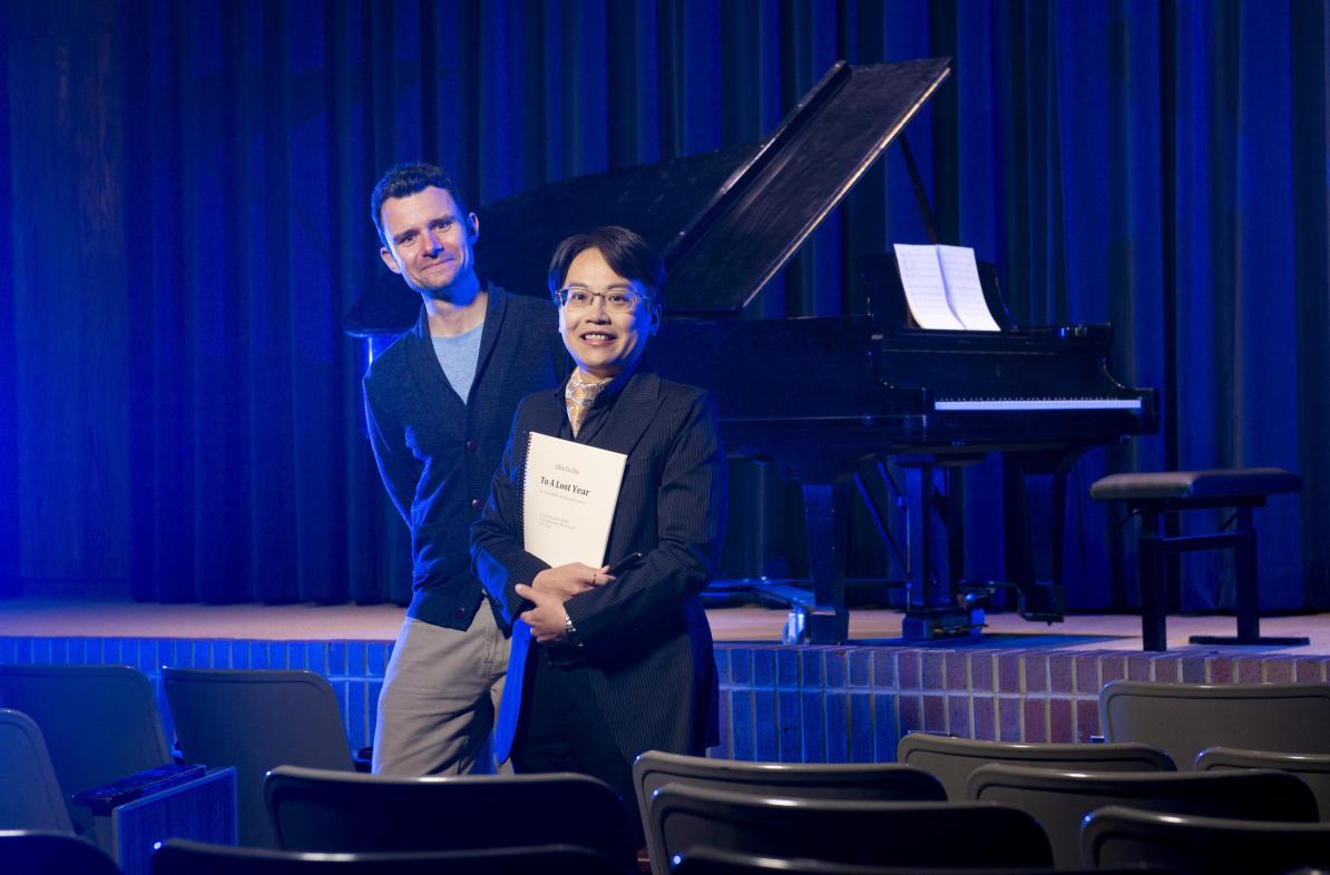 B.J. Hollars (left) and Chia-Yu Hsu are working together to create a song commissioned by the San Francisco Choral Society. The chorus will premiere the piece, “To a Lost Year,” during its concerts April 29-30 in California.