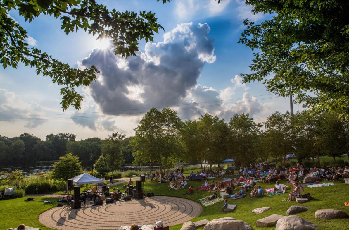 Sounds Like Summer Concert Series in Phoenix Park Music lovers in Eau Claire enjoying the Sounds Like Summer Concert Series in Phoenix Park.