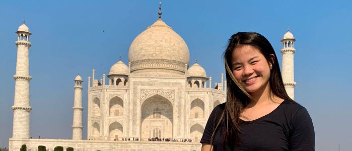 student at Taj Mahal