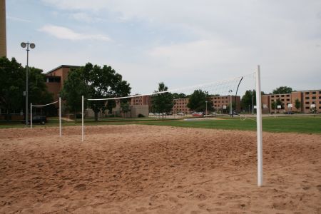 Sand volleyball courts on towers field