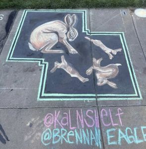 Chalk drawing of rabbits- Runner Up of Chalkfest Group category