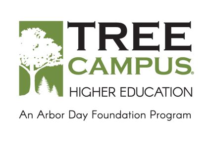 A Green and black logo with a tree on the left,, stating "Tree Campus Higher Education"