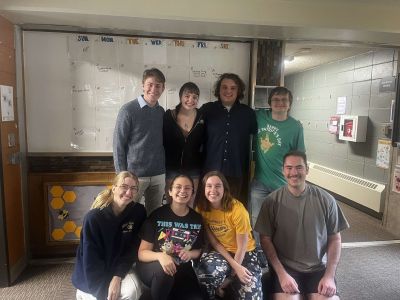 Bridgman Hall residence life staff pose for a picture inside their dorm