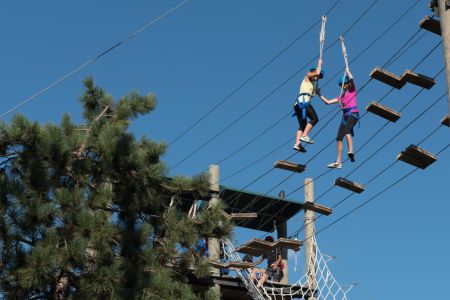 Students participate in ropes course
