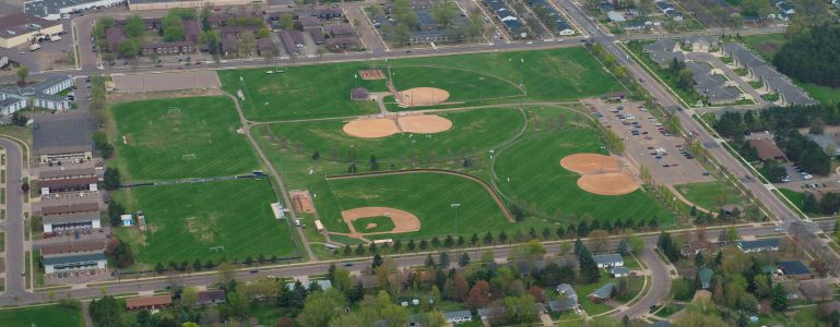 Aerial view of Bollinger Fields