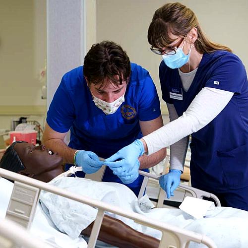 nursing student in SIM lab 