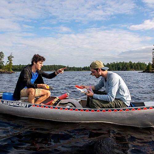 Students testing Boundary Waters for microplastics 