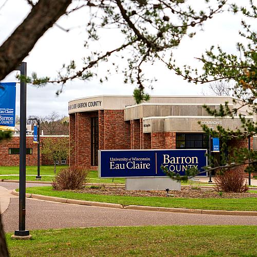 UWEC-BC campus signage in spring 