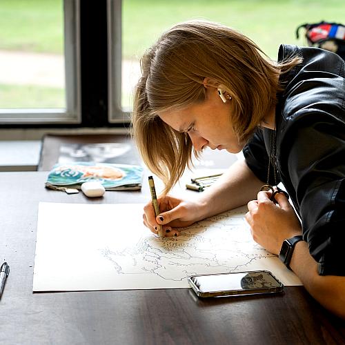 student studying at UWEC-BC campus 