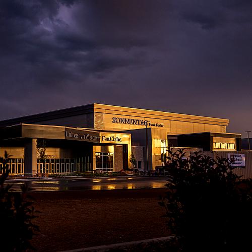 Sonnentag Center, after thunderstorm, dark clouds in the sky 