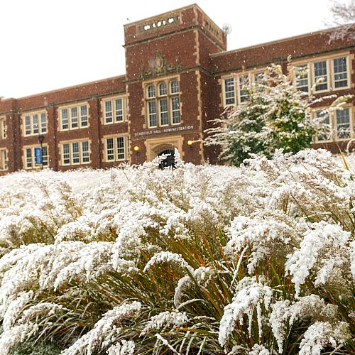 Schofield Hall on snowy day